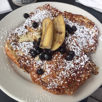 Firebird Cafe - French toast on croissant, with grilled banana and blueberries - New American Near Me - Essex Junction, Vermont Firebird Cafe - French toast on croissant, with grilled banana and blueberries - New American Near Me - Essex Junction, Vermont