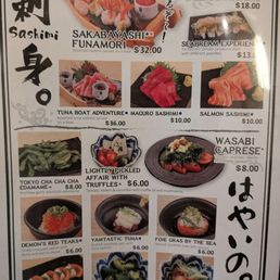 Menu - Sashimi & Cold Appetizers Menu - Sashimi & Cold Appetizers