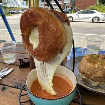 Food For Thought - Donut grilled cheese w/home made tomato soup - Gastropubs Near Me - Cape Neddick , Maine