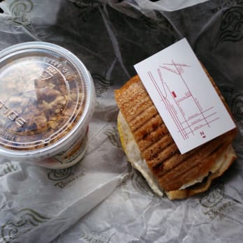 Panera Bread - This is what nearly $9 bought. A small parfait and a sausage egg and cheese Sammie not much bigger than a business card - Sandwiches Near Me - Hayward, California