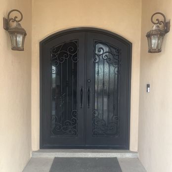Brilon Iron Works - Iron door with rain glass that opens and has screens. - Door Sales/Installation Near Me - Mesa, Arizona