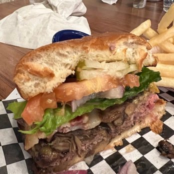 Joe's Farm Grill - Farm Burger With bacon and mushrooms - American Near Me - Gilbert, Arizona Joe's Farm Grill - Farm Burger With bacon and mushrooms - American Near Me - Gilbert, Arizona