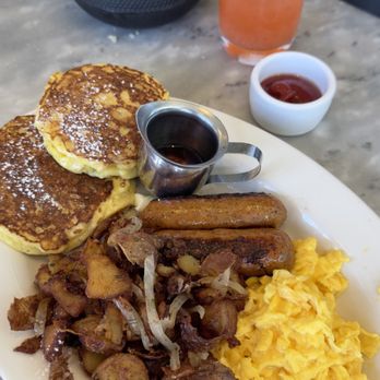 Plow - two eggs, two lemon ricotta pancakes, plow potatoes, chicken apple sausage (The Plow) - Breakfast & Brunch Near Me - San Francisco, California Plow - two eggs, two lemon ricotta pancakes, plow potatoes, chicken apple sausage (The Plow) - Breakfast & Brunch Near Me - San Francisco, California