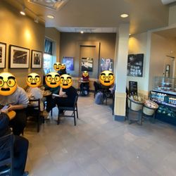 No available seating inside Starbucks. Took my drink to go.