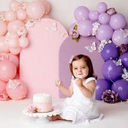 Cuddlebug Photography - Pink and purple cake smash