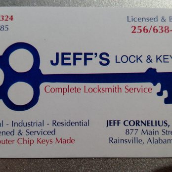 Jeff's Lock & Key - Keys & Locksmiths Near Me - Rainsville, Alabama Jeff's Lock & Key - Keys & Locksmiths Near Me - Rainsville, Alabama