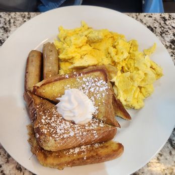 Sweet Basil Cafe' - French Toast, scrambled eggs and sausage. - Breakfast & Brunch Near Me - Hanover Park, Illinois Sweet Basil Cafe' - French Toast, scrambled eggs and sausage. - Breakfast & Brunch Near Me - Hanover Park, Illinois