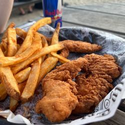 Moxie's - Chicken strips and fries (not shown... delish Buffalo and ranch sauces)