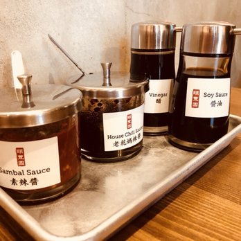 iHome Kitchen Chinese Dumpling House Beverly - Condiments at each table - Chinese Near Me - Los Angeles, California