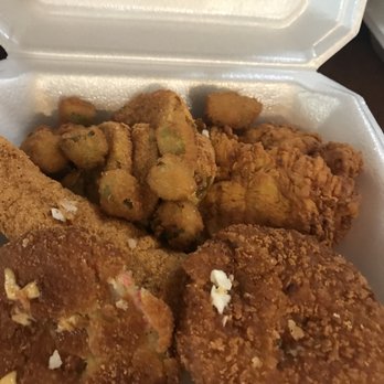 Sam's Southern Eatery - fried food in a styrofoam container - Seafood Near Me - Fort Smith, Arkansas