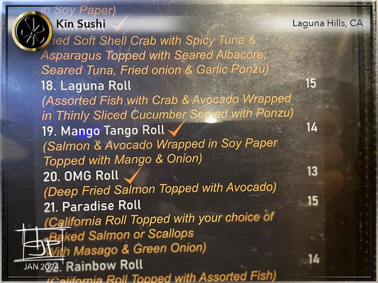 Menu photo 5 Kin Sushi Laguna Hills, CA Menu photo 5 Kin Sushi Laguna Hills, CA
