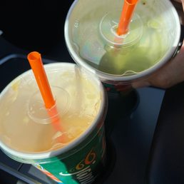 Both drinks are perfect for a hot day! Mango go go & apple and greens Both drinks are perfect for a hot day! Mango go go & apple and greens