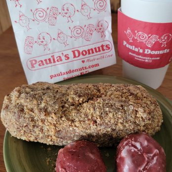 Paula's Donuts - Peanut Stick, two Red Velvet donut holes, and a 16 oz. coffee:  An awesome way to start a blisteringly cold day! - Donuts Near Me - West Seneca, New York