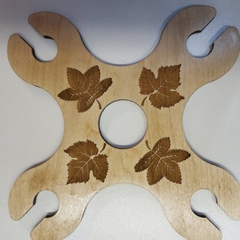 Custom Laser Creations - Maple wood with engraved maple leaf design wine glass holder - Engraving Near Me