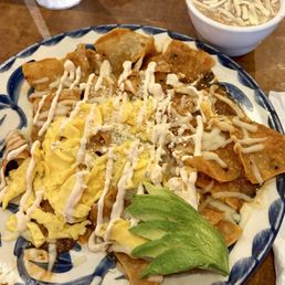 Chilaquiles with scrambled eggs