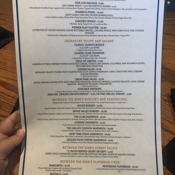 Between The Rinks - Restaurant & Bar - Menu - Sports Bars Near Me - Irvine, California