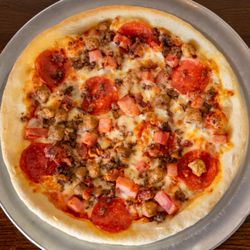 Pipeline Pizza - All Meat Pizza- Pepperoni, Beef, Italian Sausage, Ham, and Bacon.