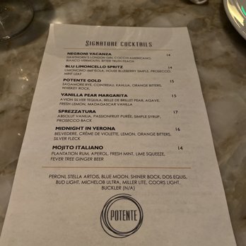 Potente - Cocktail menu - Italian Near Me - Houston, Texas Potente - Cocktail menu - Italian Near Me - Houston, Texas