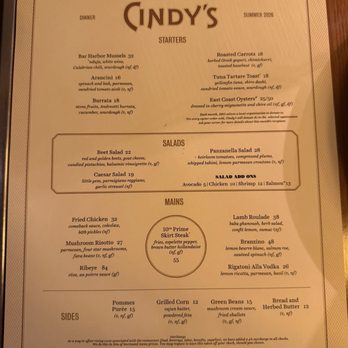 Cindy's Rooftop - Menu - New American Near Me - Chicago, Illinois