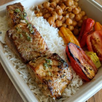 Sheesh Grill - Chantilly - Salmon kabob. Pretty good, but wish it was slightly more rare (a tad too dry for my liking). - Halal Near Me - Chantilly, Virginia