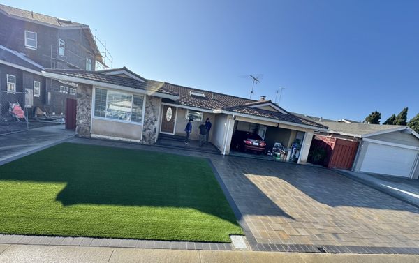 Home paver project - This was a front yard remodel we did of pavers and artificial turf Home paver project - This was a front yard remodel we did of pavers and artificial turf