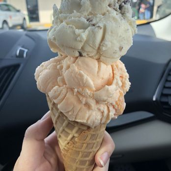 Dillard's Ice Cream - Waffle cone with one scoop of Butter Pecan ice cream and one scoop of Peach. - Ice Cream & Frozen Yogurt Near Me - Greenville, South Carolina Dillard's Ice Cream - Waffle cone with one scoop of Butter Pecan ice cream and one scoop of Peach. - Ice Cream & Frozen Yogurt Near Me - Greenville, South Carolina