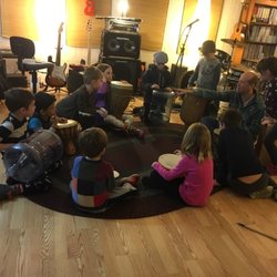 Mr.C's Music Lessons - Drum circle at a monthly Band Jam 2017
