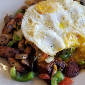 Bill's Cafe - BILL'S SKILLET..i substituted the ham for link sausage.. and it came with sourdough toast.. i took a bite - Breakfast & Brunch Near Me - Fremont, California