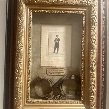 Framers Edge Gallery & Frame - Houdini rare signed photo and handcuffs inside shadowbox that actually opens. - Framing Near Me - Orange, Connecticut Framers Edge Gallery & Frame - Houdini rare signed photo and handcuffs inside shadowbox that actually opens. - Framing Near Me - Orange, Connecticut