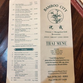 Bamboo City - Thai Menu - Chinese Near Me - Grand Junction, Colorado
