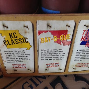 Mission BBQ - Second set of three sauces.  L to R: Well rounded BBQ sauce (has some kick), an Old Bay inspired BBQ sauce, and a honey BBQ. - Barbeque Near Me - Richmond, Virginia