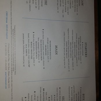 Area 31 - Menu - Seafood Near Me - Miami, Florida