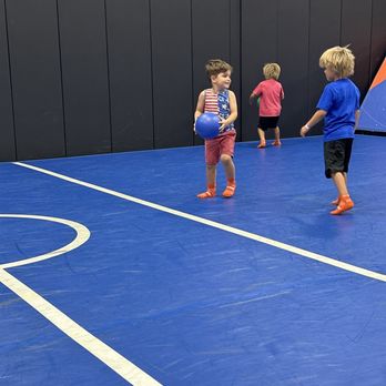 Sky Zone Trampoline Park - My 5 yr old playing dodgeball - Trampoline Parks Near Me - Temecula, California Sky Zone Trampoline Park - My 5 yr old playing dodgeball - Trampoline Parks Near Me - Temecula, California