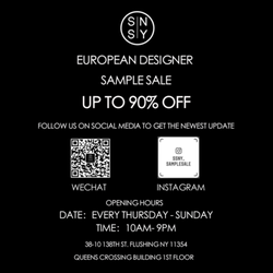 SSNY Designer Sample Sale - SSNY Updates on Instagram & WeChat
