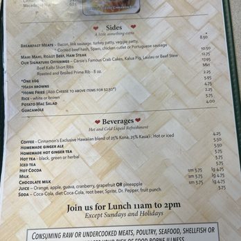 Cinnamon's Restaurant - Menu - Pancakes Near Me - Kailua, Hawaii Cinnamon's Restaurant - Menu - Pancakes Near Me - Kailua, Hawaii