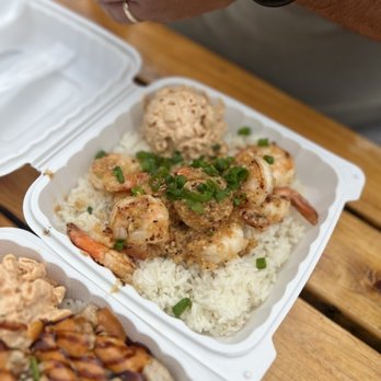 Da Bald Guy - peeled garlic butter shrimp over rice + mac salad = $20 - Food Trucks Near Me - Kahuku, Hawaii Da Bald Guy - peeled garlic butter shrimp over rice + mac salad = $20 - Food Trucks Near Me - Kahuku, Hawaii