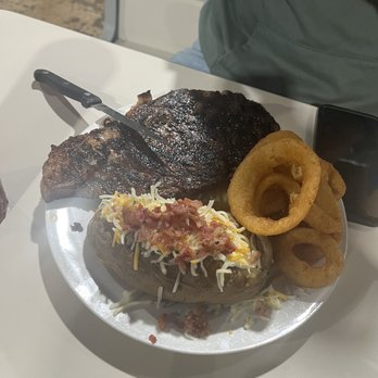 Putters & Gutters - Ribeye Stake, onion rings, LBP taste was AMAZING. - Bowling Near Me - Lampasas, Texas Putters & Gutters - Ribeye Stake, onion rings, LBP taste was AMAZING. - Bowling Near Me - Lampasas, Texas
