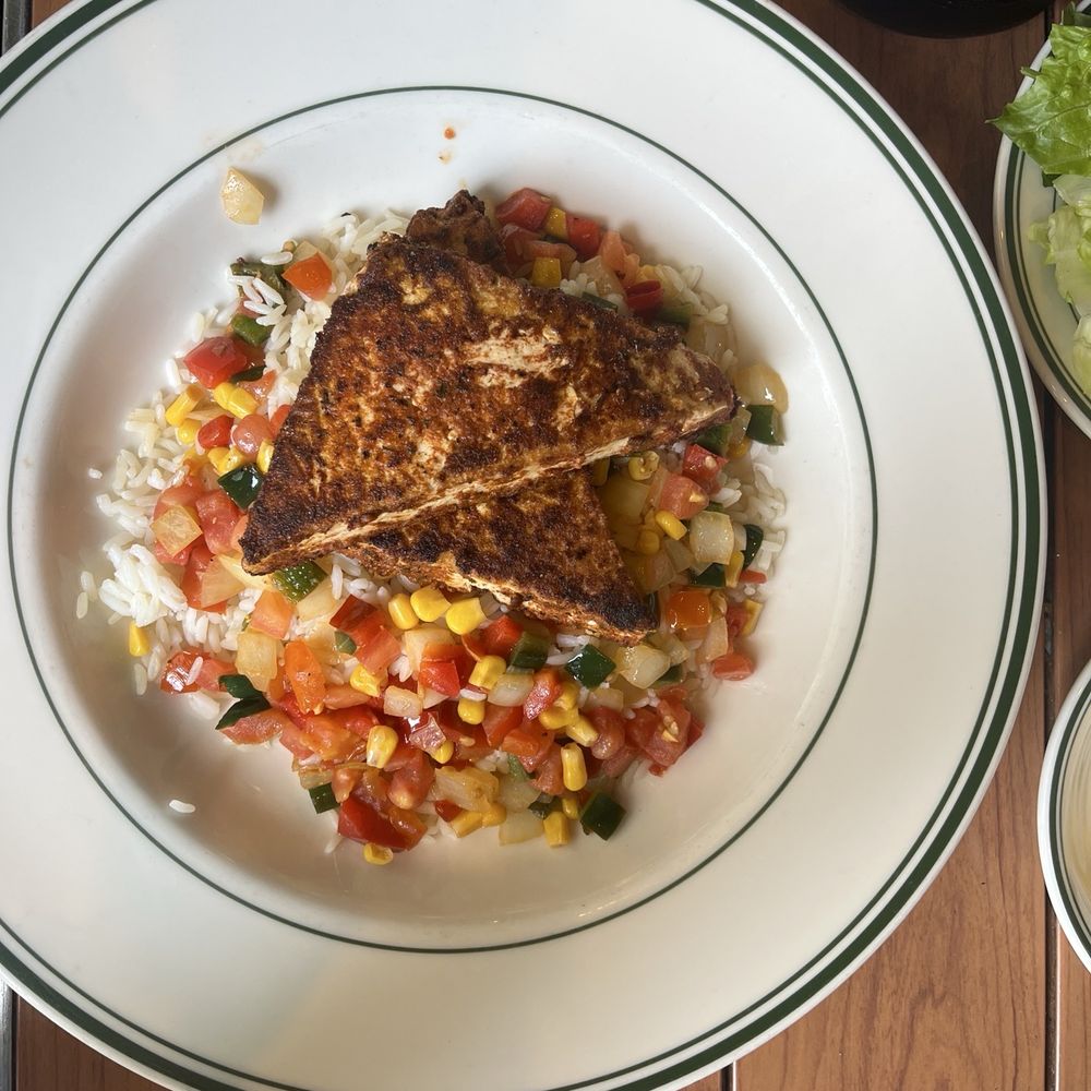 Blackened tofu- does have a bit of a kick. Blackened tofu- does have a bit of a kick.