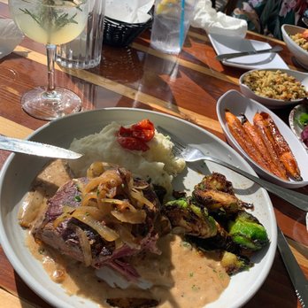 Caps On The Water - Filet with a side of fried honey Brussels. Cooked perfectly! - Seafood Near Me - St Augustine, Florida Caps On The Water - Filet with a side of fried honey Brussels. Cooked perfectly! - Seafood Near Me - St Augustine, Florida