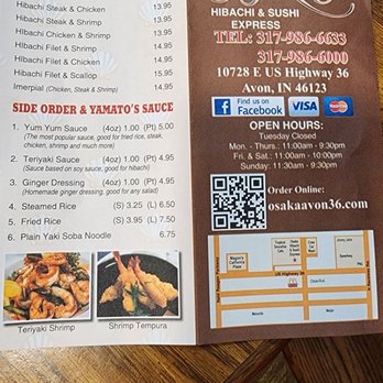 Osaka Hibachi & Sushi Express - Menu - Japanese Near Me - Avon, Indiana Osaka Hibachi & Sushi Express - Menu - Japanese Near Me - Avon, Indiana