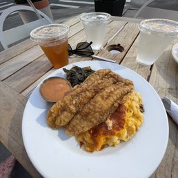 Catfish Dinner w/ Macaroni and Cheese & Collard Greens with an Arnold Palmer Catfish Dinner w/ Macaroni and Cheese & Collard Greens with an Arnold Palmer