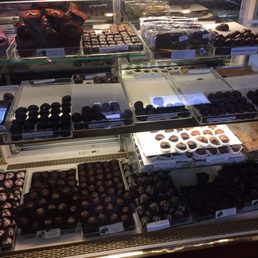 Glass case with chocolates Glass case with chocolates