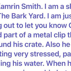 The Bark Yard - The email I received when my puppy was having his first trial day at the bark yard in Scarborough.