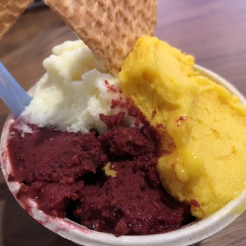 Ginger's Gelato - Close up of the lemon, raspberry, and mango (I think this is mango) 5/5 - Gelato Near Me - Walnut Creek, California Ginger's Gelato - Close up of the lemon, raspberry, and mango (I think this is mango) 5/5 - Gelato Near Me - Walnut Creek, California