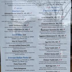 Menu for the Red Sea Café, serving dinner Monday- Friday 5-8 PM in the Creamery
