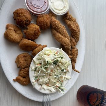Soul Fish Cafe - Catfish and shrimp plate with coleslaw and hush puppies - Seafood Near Me - Memphis, Tennessee Soul Fish Cafe - Catfish and shrimp plate with coleslaw and hush puppies - Seafood Near Me - Memphis, Tennessee