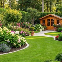 Bulldog Landscaping - Full backyard landscape redo with shed.