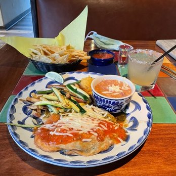 El Torito - Chile Relleno, Spinach Cheese Enchilada, Roasted Vegetables, Refried Beans & Sweet Corn cake - Mexican Near Me - Sherman Oaks, California