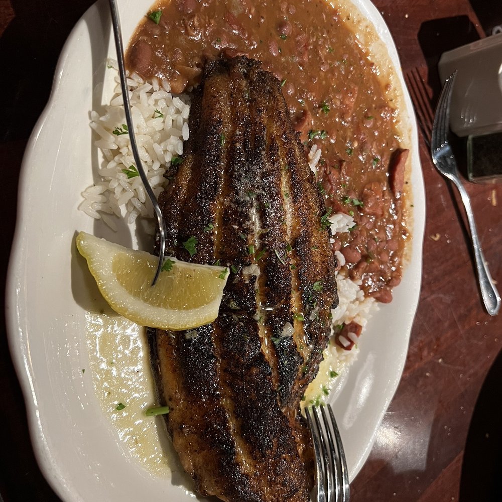 Pappadeaux Seafood Kitchen - Lunch portion of Catfish with Red Beans & Rice - Seafood Near Me - Conroe, Texas Pappadeaux Seafood Kitchen - Lunch portion of Catfish with Red Beans & Rice - Seafood Near Me - Conroe, Texas