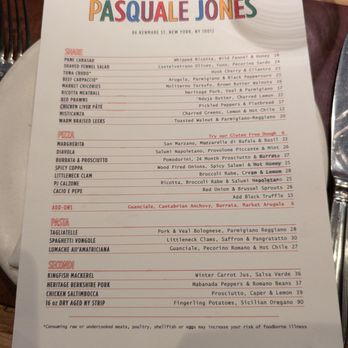 Pasquale Jones - Menu - Italian Near Me - New York, New York Pasquale Jones - Menu - Italian Near Me - New York, New York